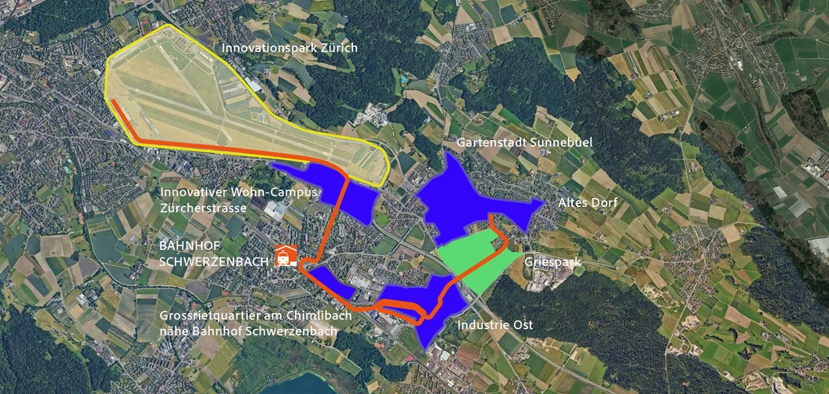 Karte mit einem geplanten Veloweg.